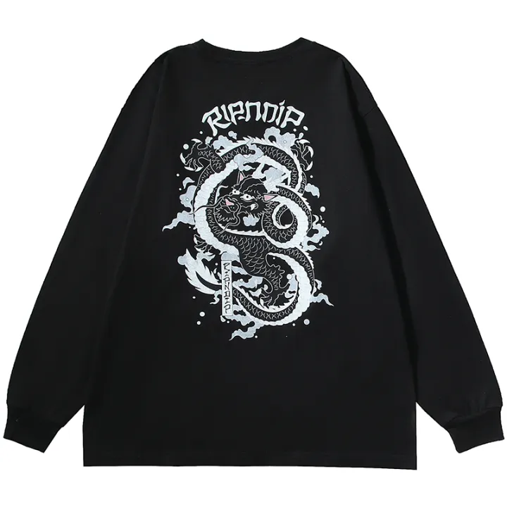 RIPNDIP MEAN CAT LONG SLEEVE T-SHIRT FOR MEN AND WOMEN COUPLES LOONG ...