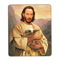 Jesus Saint Keanu Reeves And Baby Mouse Pad with Locking Edge Square Gamer Mousepad Non Slip Rubber Office Desk Computer Mat