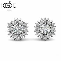 IOGOU มาใหม่หิมะ5มิลลิเมตร0.5ct จริง Moissanite S Tud E Arrings S925ต่างหูเงินสำหรับผู้หญิงเครื่องประดับแฟชั่นคริสต์มาส