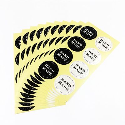 800Pcs Wholesale Black white Round Hand Made Paper Seal Sticker Gifts Sealing Stickers Posted Decoration Labels  Free shipping Stickers Labels