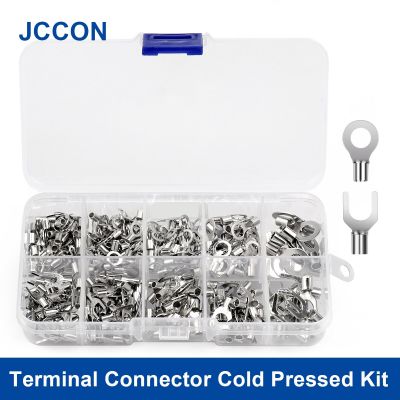 320Pcs/Box Terminal Connector Cold Pressed Assorted Kit OT/UT Crimp Terminals Copper Nose Wiring Fork Set 10 in 1 Electrical Connectors