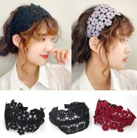 All-Match Hollow ดอกไม้ลูกไม้ Broad-ที่คาดศีรษะแบบถัก Headband Headband ครอบคลุมสีขาวผมที่คาดผมรูปร่างหยักแหลมสีทึบกิ๊บติดผมผ้าอุปกรณ์เสริมผมผู้หญิง