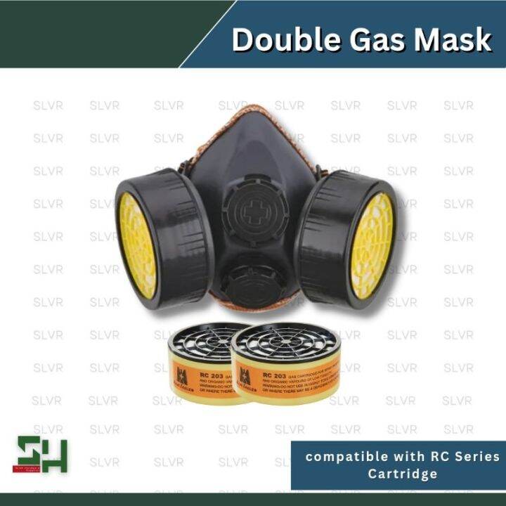 【ready Stock】 Slvr Industrial Double Gas Mask With Rc203 Cartridge 