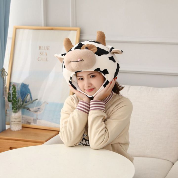 funny-milk-cow-head-plush-hat-pillow-spot-print-cartoon-animal-stuffed-toy-headgear-cosplay-party-photo-props