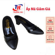 Sục nữ cao gót 5cm da mềm màu đen Trường Hải gót vuông BM110