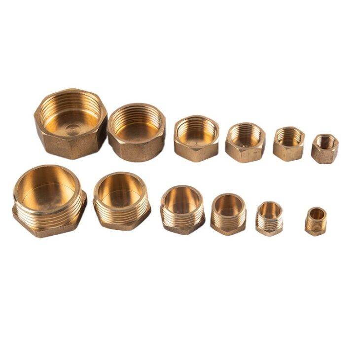 1pc-1-8-1-bsp-thread-brass-pipe-hex-head-brass-end-cap-plug-fitting-coupler-connector-adapter-male-female-pipe-fittings-accessories