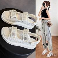 COD DSFGRTUTYIII 2022 new summer fashion ins style diamond flower popular student thick soled flat beach sandals