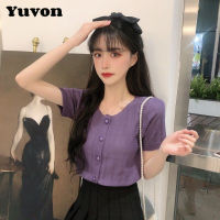 Yuvon เสื้อถักแขนสั้นผู้หญิงฤดูร้อน