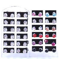 12 Pairs/set 6mm Stud Earrings Earrings Rhinestone Women Jewelry Gift 12 Pairs/set Shiny 6mm Round