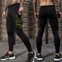 Sport Leggings Tights Men Compression Pants Camouflage Pocket Trousers Training Leggings Quick-drying Pants Skinny Gym Leggings