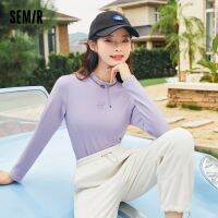 Semir แขนยาวเสื้อยืดผู้หญิงคอเต่าขนาดเล็กกำมะหยี่ Bottoming เสื้อ2022ฤดูหนาวใหม่ปักน่ารักเสื้อสวมหัวสุภาพสตรี