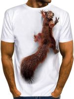 Mens Squirrel T-Shirt 3D Printing Shirt Animal Graphic T-Shirt Cute Pattern Top Men and Women Cute Puppy Face T-Shirt