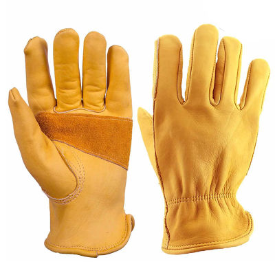 New Non-slip Wearable Gardening Gloves Durable and Flexible Men Work Full Fingers Cowhide Leather Outdoor Motorcycle Gloves