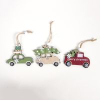 3PCS New Year 2023 Natural Wood Christmas Tree Ornament Wooden Hanging Pendants Gifts Car Noel Decora Adornos De Navidad 2022