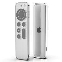 ✙ Soft Case TPU Compatible with Apple TV 4k 2021 Remote Prevent Scratches with Drop Protection-Transparent with Silver Edge cover