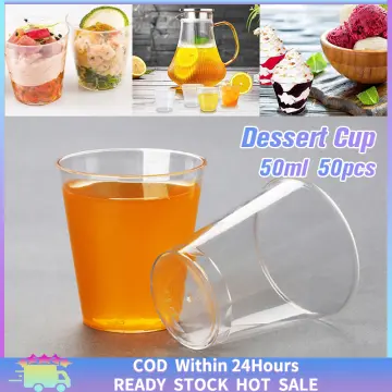 50Pcs Clear Plastic Disposable Cups Party Shot Glasses Jelly Ice