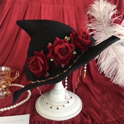 Witch Hat Bow Cap Gothic Magical Horror Props Accessories