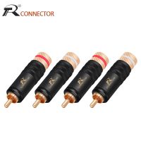 4pcs/Lot New Gold Plated Copper RCA Plug Mayitr Durable RCA Connector Screws Soldering Locking Audio Video R Plug 53mmx13mm