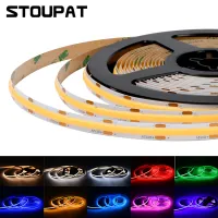 Flexible COB LED Tape Lights DC12V 24V 240 384 480 LEDs High Density FOB LED Strip Light Bar Ribbon 8mm Linear Dimmable RA90