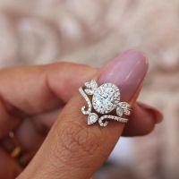 Flower Moissanite Promise ring White Gold Filled AAAAA Zircon Engagement Wedding Band Rings for women Bridal Jewelry Gift