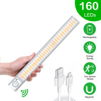 160 LED Closet Light พร้อม Motion Sensor USB ชาร์จใหม่ได้ภายใต้ตู้ Smart Lamp Wireless Battery Night Light สำหรับห้องครัว