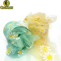 [HOT!] 6cm Daisy Flower Tulle Ribbon Roll For DIY Handmade Craft Hair Ornament Baking Decoration Sunflower Printed Mesh Fabric Supplies