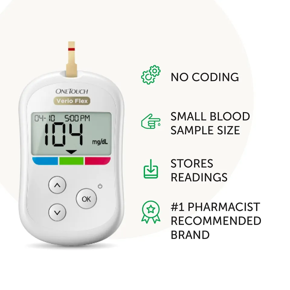OneTouch Verio Reflect Blood Glucose Meter | Monitor For Sugar Test Kit  Includes Monitor, Lancing Device, 10 Sterile Lancets, and Carrying Case