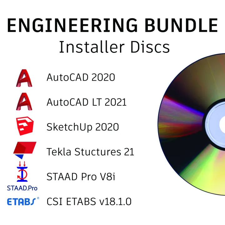 Engineering Software Bundle Installer Discs: AutoCAD, Sketchup, Tekla ...