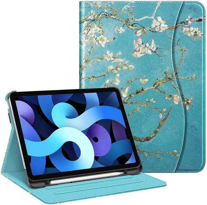 fintie-case-for-ipad-air-5th-generation-2022-ipad-air-4th-generation-2020-10-9-inch-multi-angle-viewing-protective-cover-with-pencil-holder-amp-pocket-auto-sleep-wake-blossom-z-blossom