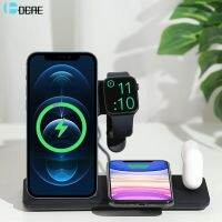 ZZOOI 4 in 1 15W Wireless Charger Dock Station Fast Charging For iPhone 14 13 12 11 Pro Max XS X 8 For Airpods Pro Apple Watch SE 8 7