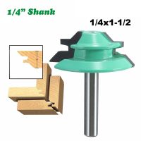 【CW】 1PC 1/4 quot; 6.35MM Shank Milling Cutter Wood Carving 45 Lock Miter Router Bit Tenon Woodworking Machine Tools