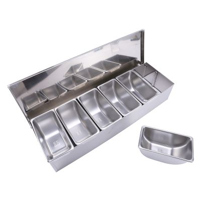 Stainless Steel Seasoning Box Restaurant Chef Seasoning Box with Lid Storage Box Household Seasoning Tank