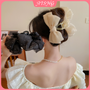 Aishg nơ lưới màu trơn quá khổ phong cách Hàn Quốc kẹp tóc cho nữ Phụ kiện