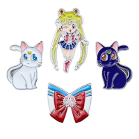 Harong Sailor Moon เข็มกลัดชุดกะลาสี Bow Magic Cat Luna Enamel Pins Badge สำหรับสาวอะนิเมะ Kawaii เครื่องประดับกระเป๋าเป้สะพายหลังหมวก Collar Pin