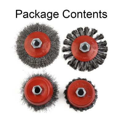 4PC 3&amp;4 Inch Carbon Steel Wire Wheel Cup Brush Set For 5/8"""""\-11UNC Angle Grinders 4 PCS Wire Wheel Cup Brush Kit Rotary Tool Parts Accessories