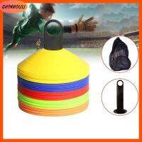 CHINHOUU 50Pcs ฟิตเนส บาสเกตบอลบาสเกตบอล พร้อมถุงเก็บของ เครื่องหมายอวกาศ การฝึกฟุตบอล กรวยเครื่องหมาย อุปสรรค์