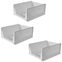 Folding Closet Organizer Storage Box Plastic Closet Organizer,Stackable Storage Basket,Drawer Organizer for Clothing