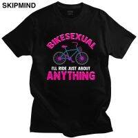 Bikesexual Men Ill Ride Just About Anything Biking Tshirt Short Sleeved Cyclist Bicycle Bike Cycling Tshirt Cotton