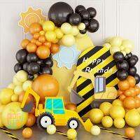 WLJL03394pcs Construction Theme สีดำสีเหลืองลูกโป่งบอลลูนพวงมาลัยชุด Macaron สีเหลืองบอลลูน Arch สำหรับเด็ก Boy Birthday PARTY ตกแต่ง Baby Shower