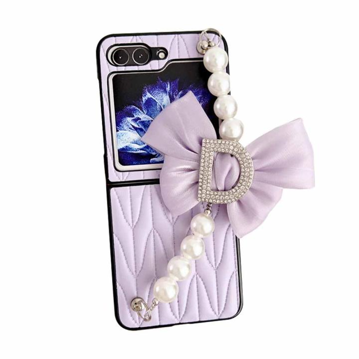 sheep-pattern-folding-screen-phone-case-with-butterfly-pearl-5-flip-for-z-wristband-suitable-u8i7