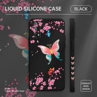 เคสเคสโทรศัพท์สำหรับ Realme 7 Realme 7 5กรัม Realme 7I Realme 7 Pro สี Butterflys เคสโทรศัพท์ลายดอกพีชบานขอบสี่เหลี่ยมปลอกซิลิโคนน้ำคลุมทั้งหมดเคสป้องกันกล้อง