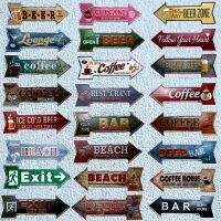 Bar Cafe Tea Shop Indicator Shabby Rusted Retro Metal Tin Sign Pin Up  Irregular Arrow Signs Plate Plauqe Print Painting 16x45cm Baking Trays  Pans