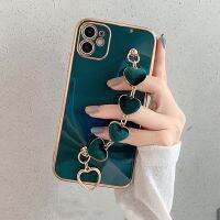 {Haojia เคสโทรศัพท์} รักเคสสร้อยข้อมือรูปหัวใจสำหรับ iPhone 12 11 13 Pro Max Mini XR XS X 7 8 Plus เคสชุบเคลือบผิวด้วยไฟฟ้าชุบหรูหรา