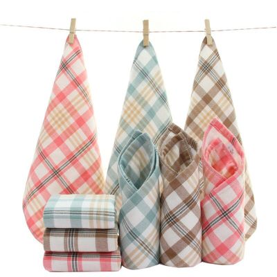 1pc 34x34cm Japanese Color Plaid 100% Cotton Soft Absorbent Square Adult Children Face Towel