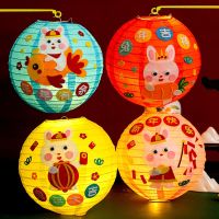 20cm Chinese Led Glowing Paper Lantern Animal Cartoon Light Portable Luminous Children Diy Handmade Festival Kids Gift New Year