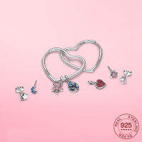 Real Sterling Silver Loved Heart Ear Hoops Earrings for Women S925 Silver Earring with Charms for Original Millie Charm