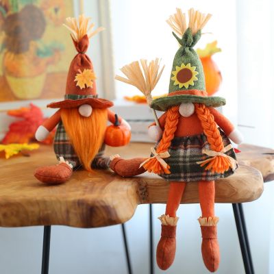 Halloween Long Legs Scarecrow Doll Creative Faceless Doll Home Decoration Desktop Ornaments