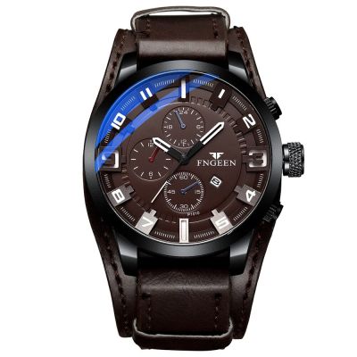 Brand Military Style Big Dial Luxury Mens Leather Belt Watch  Student Fashion Trend Casual Watch Male Waterproof Watch
