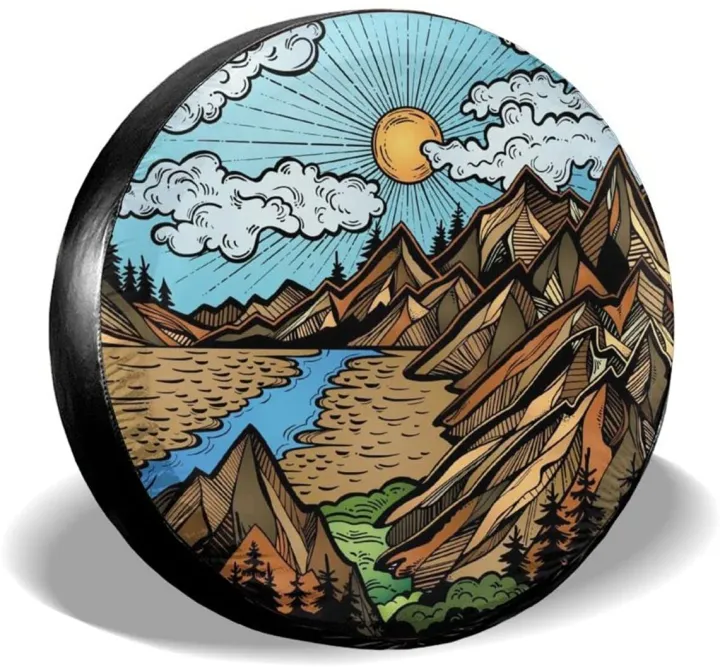 cozipink Mountain is Calling Vintage Spare Tire COVER Weatherproof
