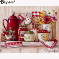 Dispaint เต็มสแควร์รอบเจาะ5D DIY ภาพวาดเพชร "เครื่องครัวทิวทัศน์" เย็บปักถักร้อยปักครอสติ5D ตกแต่งบ้าน A11467